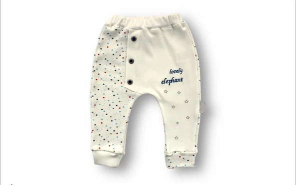 3-6 6-9 9-12 Ay Kutup Yıldızı Nakışlı Bandajlı Uzun Kollu Sweat 3lü Erkek Bebek Takımı Ekru - Resim 3