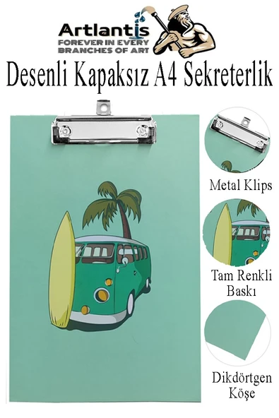 Desenli Sekreterlik Kapaksız A4 1 Adet Renkli A4 Kapaksız Sekreterlik Klipsli Metal Mekanizmalı 80 Yaprak Kapasiteli - 8