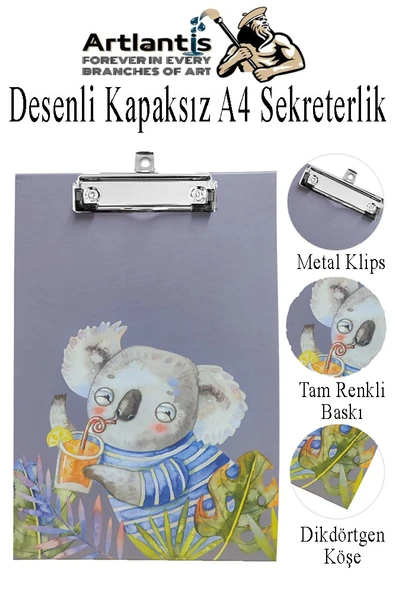 Desenli Sekreterlik Kapaksız A4 1 Adet Renkli A4 Kapaksız Sekreterlik Klipsli Metal Mekanizmalı 80 Yaprak Kapasiteli - 3