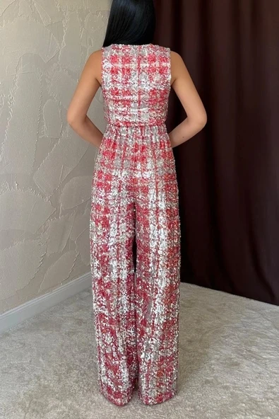 Kırmızı Pullu Yelek Ve Pantolon Takım - 4