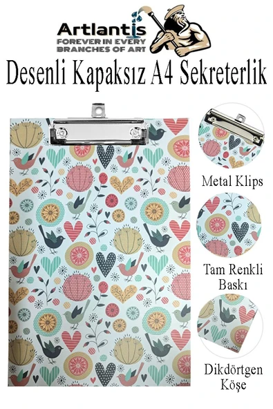 Desenli Sekreterlik Kapaksız A4 1 Adet Renkli A4 Kapaksız Sekreterlik Klipsli Metal Mekanizmalı 80 Yaprak Kapasiteli - 2