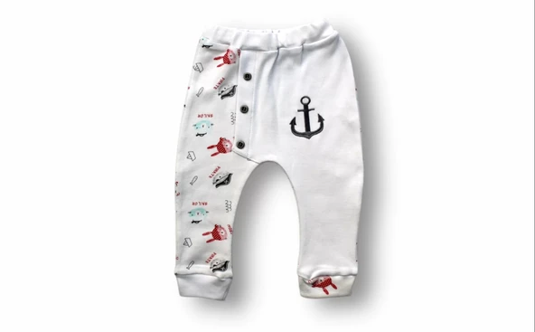 3-6 6-9 9-12 Ay Minik Korsan Nakışlı Şapkalı Uzun Kollu Zıbınlı 3lü Kız-erkek Bebek Takımı Ekru - 3