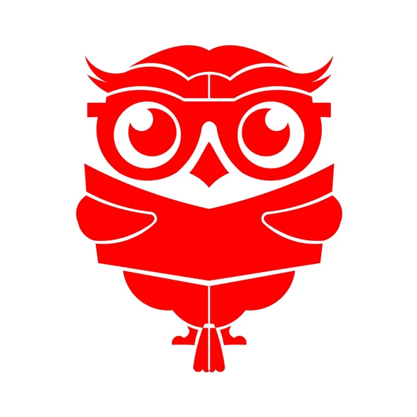 Kitap Okuyan Baykuş Sticker 17x17 Cm Kırmızı - 1