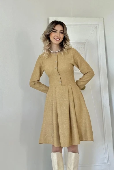 Vizon Kısa Klasik Elbise - 3