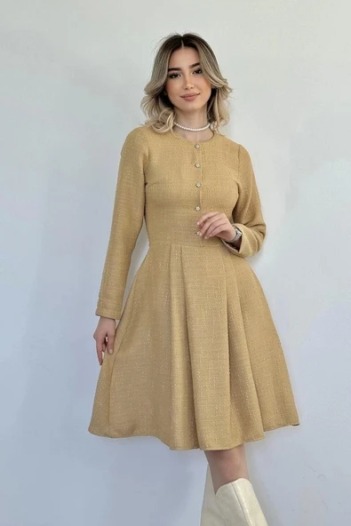 Vizon Kısa Klasik Elbise - 4