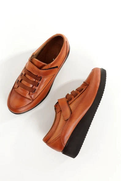 Caap Taba Renk Hakiki Deri Anatomik Cırt Cırtlı Hafif Rahat Genç Anne Ayakkabısı - 3