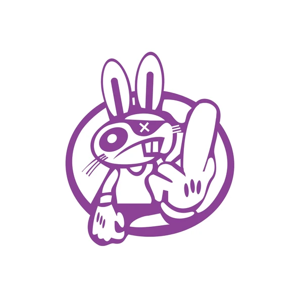 Terbiyesiz Tavşan Sticker 17x17 Cm Mor ürün görseli