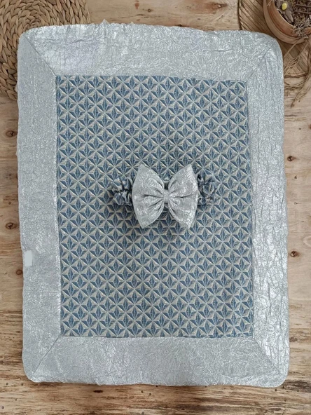 Yenidoğan Piramit Desenli Güpür İşlemeli Bebek Battaniyesi Kundak Gümüş - 5