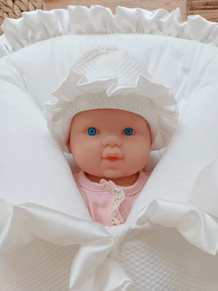 Yenidoğan Ultralüks Fermuarlı Ve Cepli Lucky Baby Nakışlı Bebek Battaniyesi Kundak Ekru - 4
