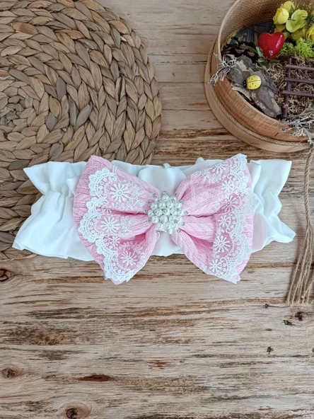 Yenidoğan Teri Cotton Taç Nakışlı Prizma Taş Kundak Bebek Battaniyesi Pembe - 8