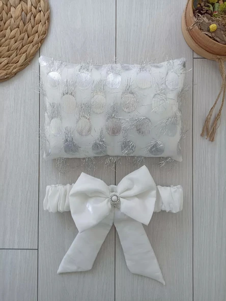 Yenidoğan İzmir İncisi Tül İşlemeli Pamuklu Fiyonklu Kundaklı Lüks 3lü Alt Açma Seti Gümüş - 5