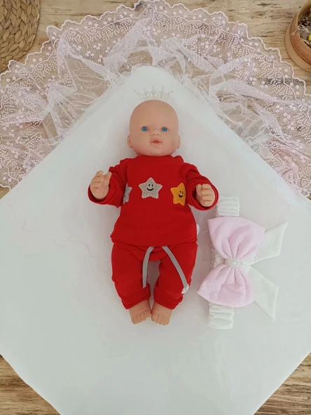 Bal Peteği My Princess Taç Nakış İnci Fiyonklu Dantel Duvaklı Delüks Kundak Bebek Battaniyesi Pembe - 5
