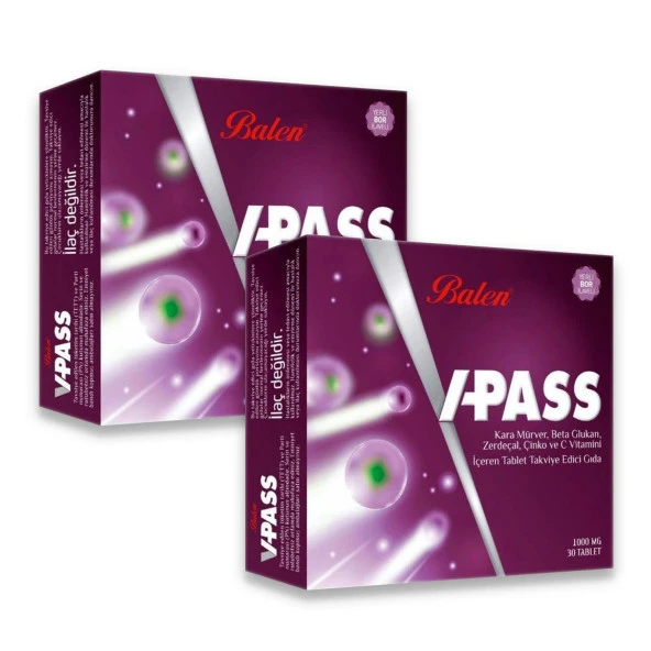 Balen V-Pass Takviye Edici Gıda 1000 mg 30 Tablet x 2 Adet ürün görseli 1