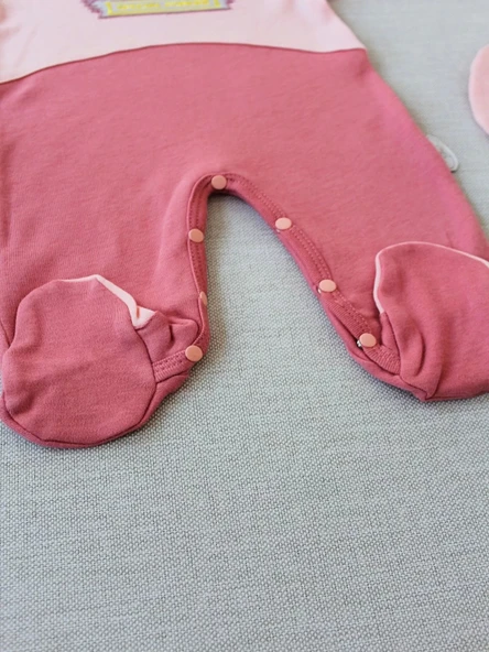 3-6 9-12 12-18 Ay Özel Kuvvetler Nakışlı Bere Şapkalı Kız Erkek Bebek Tulumu Gül Kurusu - 3