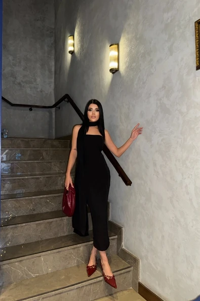 STRABLEZ ELBİSE BOYUN KUŞAK DETAYLI - Siyah - 3