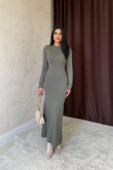 Haki Vücudu Saran Uzun Elbise - 4