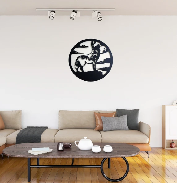 Motto Dekor Lazer Kesim Metal Kurt Görselli Duvar Dekoru 49x49 cm