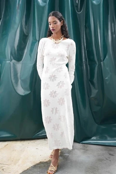 Belen Çiçek Desenli Maxi Boy Elbise 2793 - Resim 4