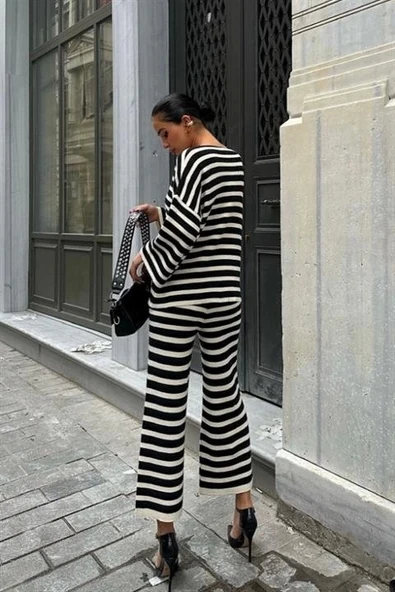 Candy Çizgili Straight Fit Pantolon Takım 9705-015 - 2