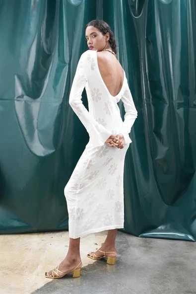 Belen Çiçek Desenli Maxi Boy Elbise 2793 - Resim 6