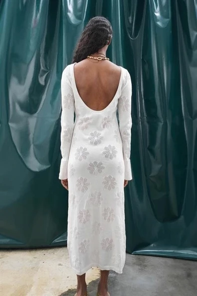 Belen Çiçek Desenli Maxi Boy Elbise 2793 - Resim 9