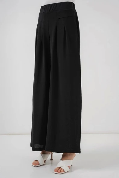Geniş Paça Pileli Pantolon 6718 - Siyah - 4