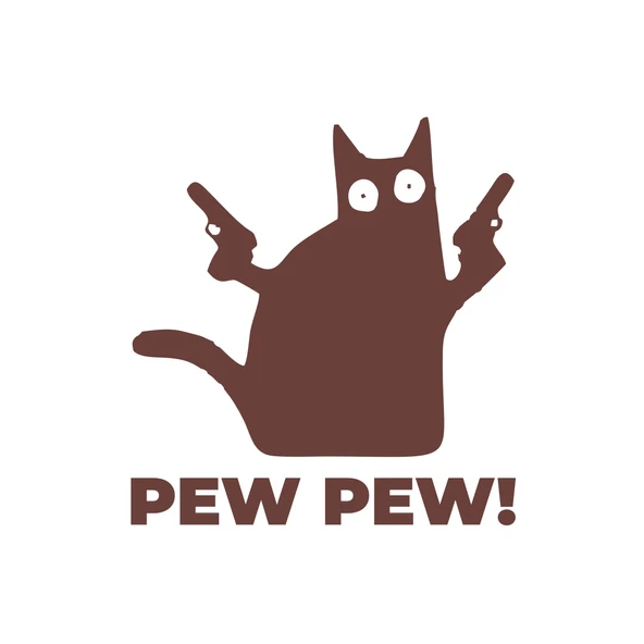 Pew Pew Kedi Sticker 17x17 Cm Kahverengi ürün görseli