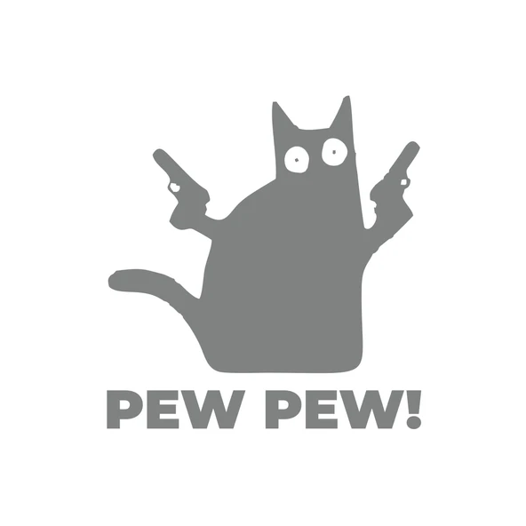 Pew Pew Kedi Sticker 17x17 Cm Gri ürün görseli