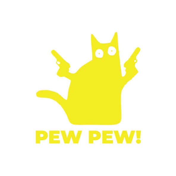 Pew Pew Kedi Sticker 17x17 Cm Sarı ürün görseli