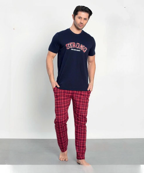 Senfoni Erkek Modal Bisiklet Yaka Kısa Kol Pijama Takımı 10354 -  1 Adet  XL Lacivert