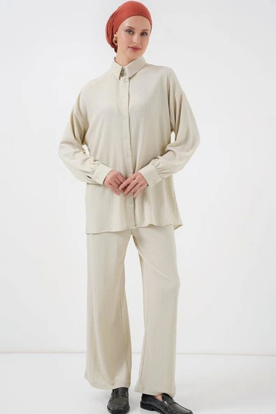 Örme Tesettür Alt Üst Takım 6711 - Taş - 4