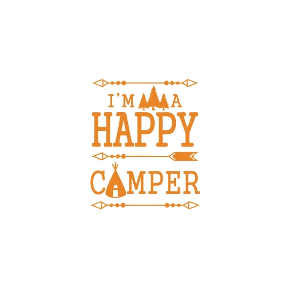 Happy Camper Sticker 17x17 Cm Turuncu