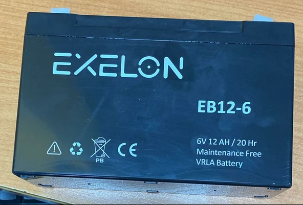 6 VOLT 12 AMPER AKÜ EXELON ÖLÇÜLER-150*50*94 mm.1630 GRAM