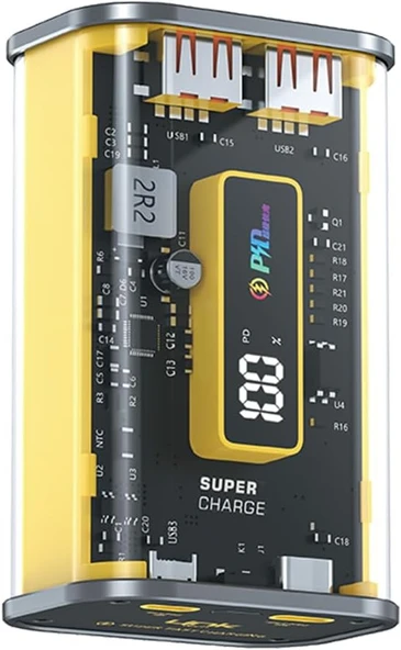 LinkTech C122 10000 mAh PD 22.5W Şeffaf Tasarım Powerbank Sarı ürün görseli