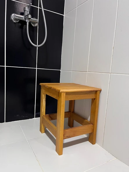 Kayın ahşap  banyo tabure 49 cm - 4