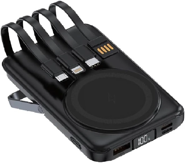 Linktech WF27 Mini Led Ekranlı 10000 mAh Çoklu Kablolu 22.5W Kablosuz Şarjlı Powerbank - Resim 2