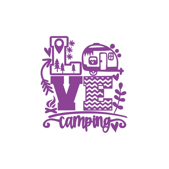 Love Kamp Karavan Sticker 17x17 Cm Mor ürün görseli