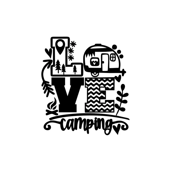 Love Kamp Karavan Sticker 17x17 Cm Siyah ürün görseli