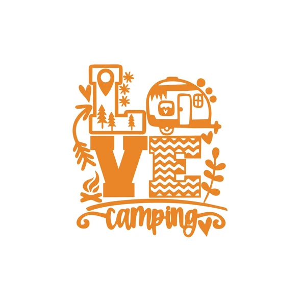 Love Kamp Karavan Sticker 17x17 Cm Turuncu ürün görseli