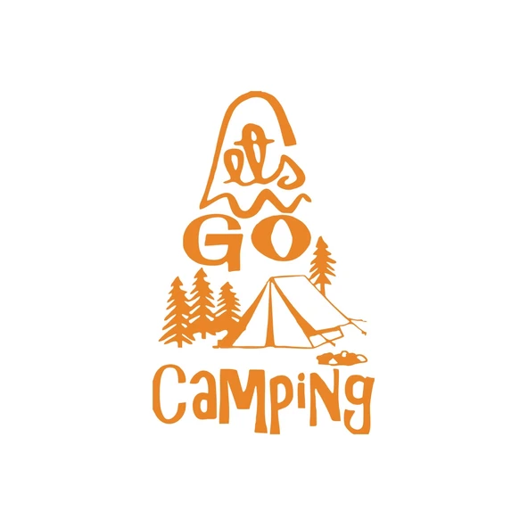 Lets Go Camping Sticker 17x17 Cm Turuncu