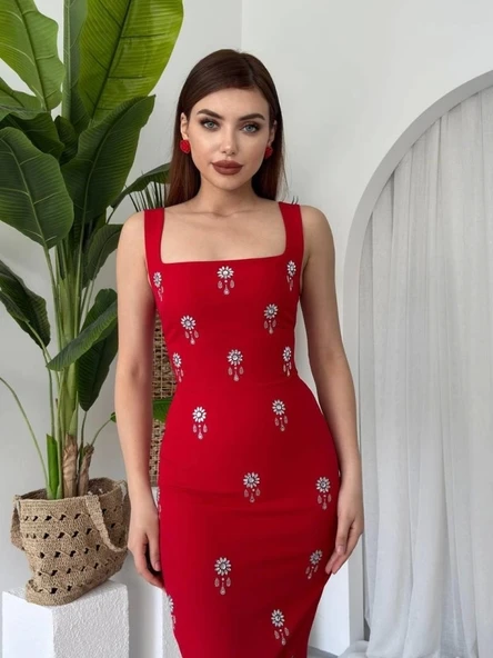 Ners Taş Detaylı Elbise - 3