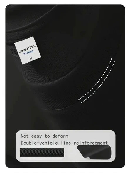 Baskılı Oversize Bisiklet Yaka T-shirt - Siyah - 4