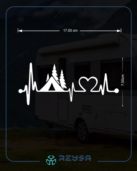 Ritim Kamp Karavan Sticker 17x17 Cm Beyaz - Resim 2