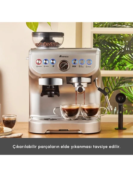 Karaca Coffee Art Barista Kahve Öğütücülü, Süt Köpürtücülü, 15 Bar Basınçlı Espresso, Latte, Cappuccino, Americano Makinesi 2 Lt - 5