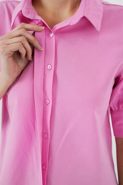 Kısa Kol Gömlek 20312 - Pembe - 4