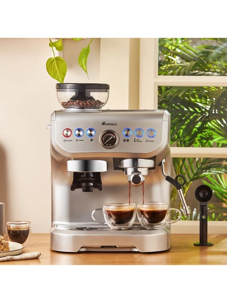Karaca Coffee Art Barista Kahve Öğütücülü, Süt Köpürtücülü, 15 Bar Basınçlı Espresso, Latte, Cappuccino, Americano Makinesi 2 Lt