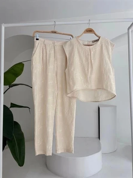 Shalina Süzüne Nakışlı Crop Takım 9796-08 - 9