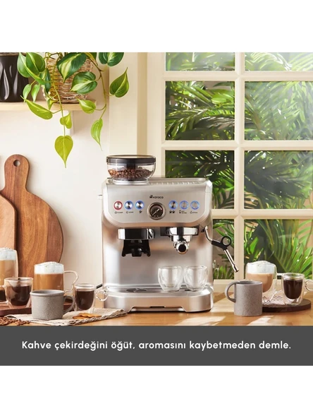 Karaca Coffee Art Barista Kahve Öğütücülü, Süt Köpürtücülü, 15 Bar Basınçlı Espresso, Latte, Cappuccino, Americano Makinesi 2 Lt - 3