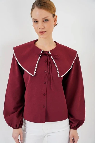 Bebe Yaka Gömlek 20314 - Bordo