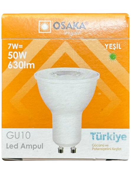 (1 Adet) Osaka 7W Yeşil Işık GU10 Duylu Led Çanak Ampul